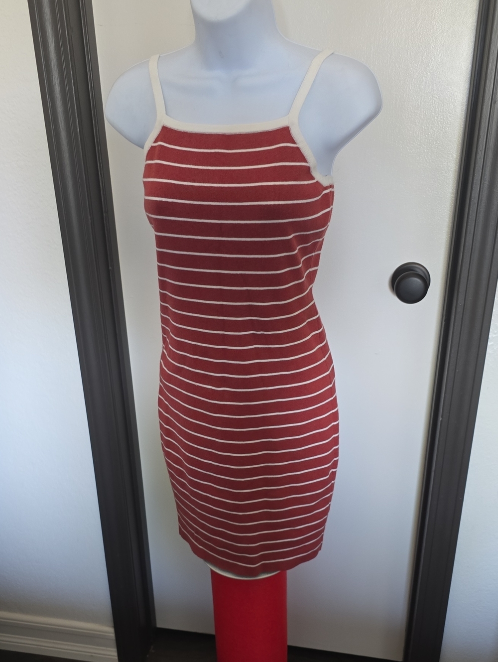 Windsor Red and Cream Striped Tank Mini Dress